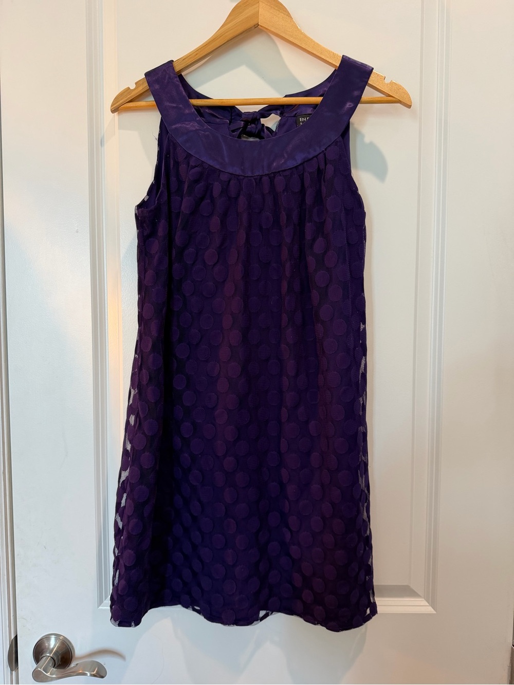 En Focus Studio Purple Polka Dot Mesh Overlay Cocktail‎ Dress Size 8